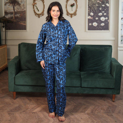 Blue Cambric Starry Bloom Printed PJ | Men's Nightwear | AdoreRobe