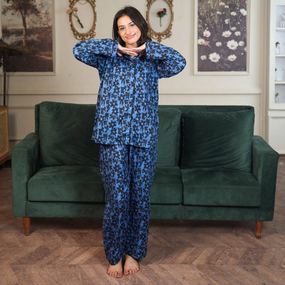 Blue Cambric Starry Bloom Printed PJ | Men's Nightwear | AdoreRobe