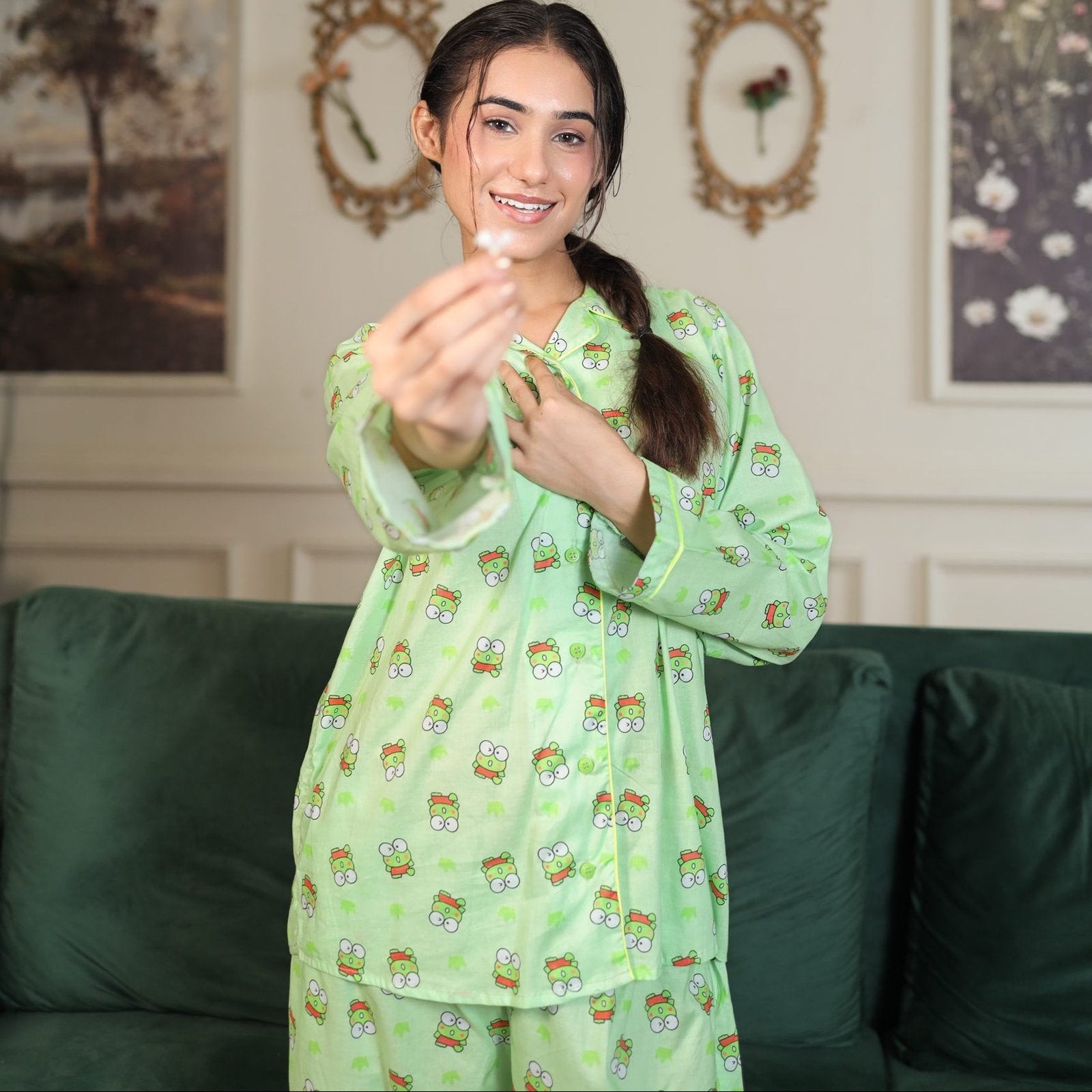 Parrot Cambric Frogi Printed PJ Set for | Men's Nightwear | AdoreRobe