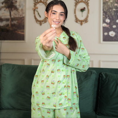 Parrot Cambric Frogi Printed PJ Set for | Men's Nightwear | AdoreRobe