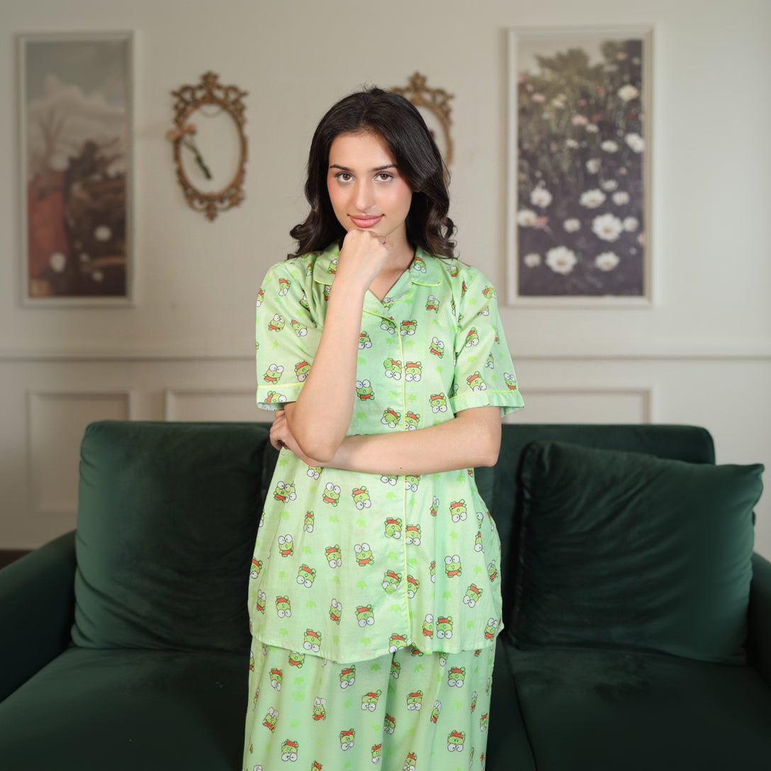 Parrot Cambric Frogi Printed PJ Set for | Men's Nightwear | AdoreRobe