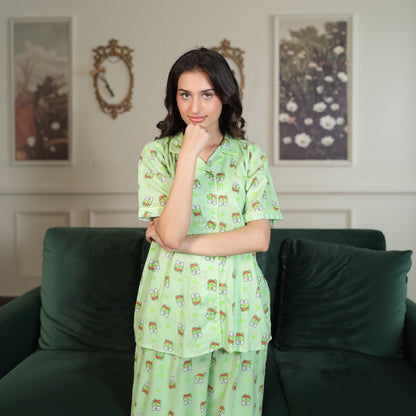 Parrot Cambric Frogi Printed PJ Set for | Men's Nightwear | AdoreRobe
