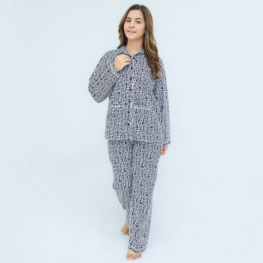 Black White Cotton Tile Printed PJ Set | Men's Nightwear | AdoreRobe