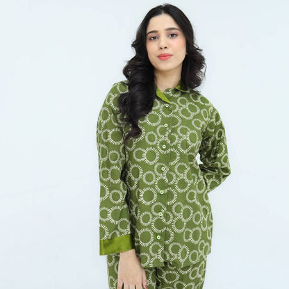 Green Winter Cotton Circle Printed PJ | Men's Nightwear | AdoreRobe