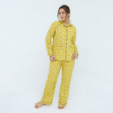 Yellow Bee Printed Cotton PJ Set for Women