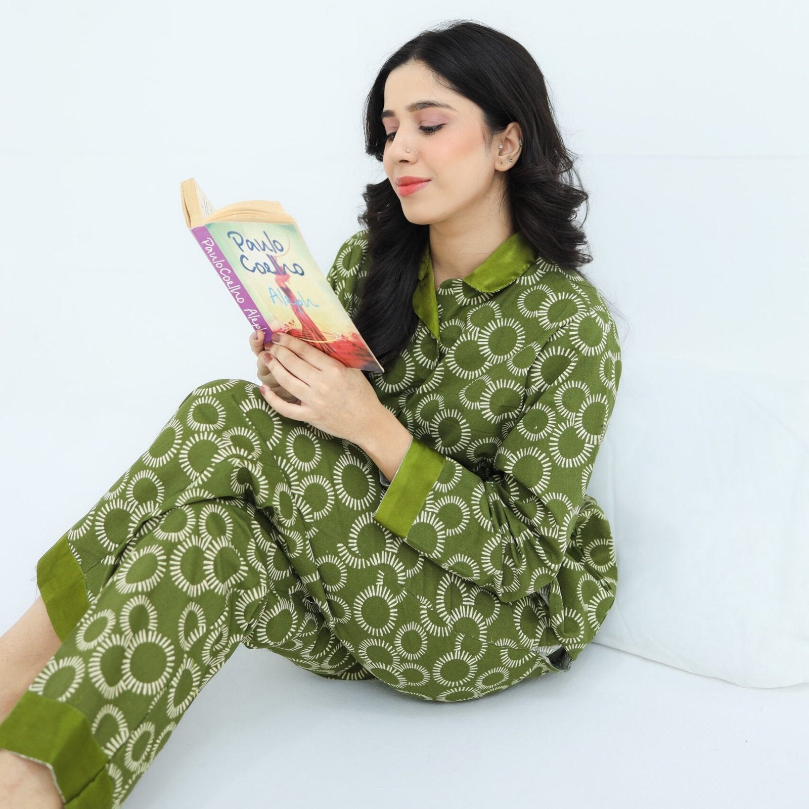 Green Winter Cotton Circle Printed PJ | Men's Nightwear | AdoreRobe