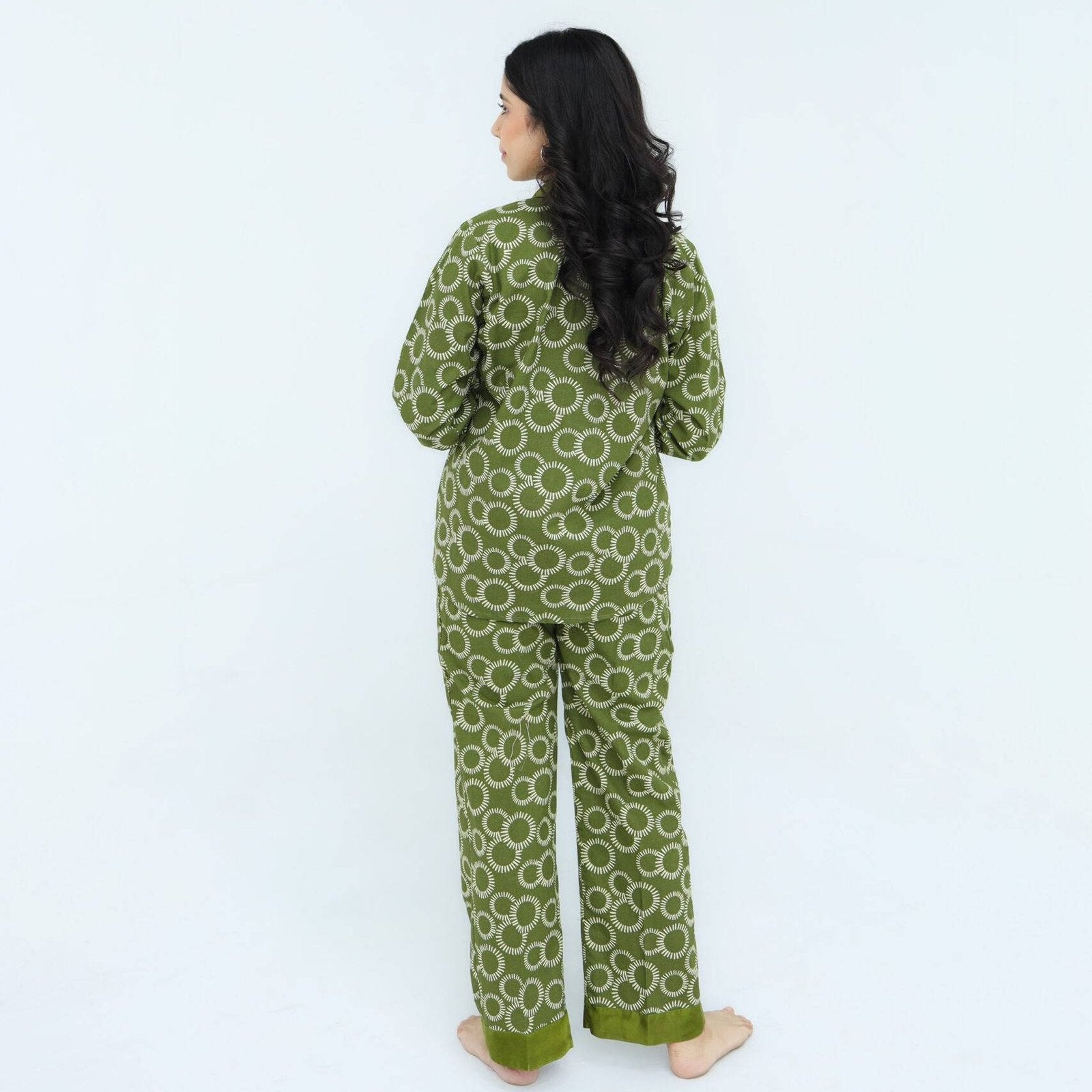 Green Winter Cotton Circle Printed PJ | Men's Nightwear | AdoreRobe