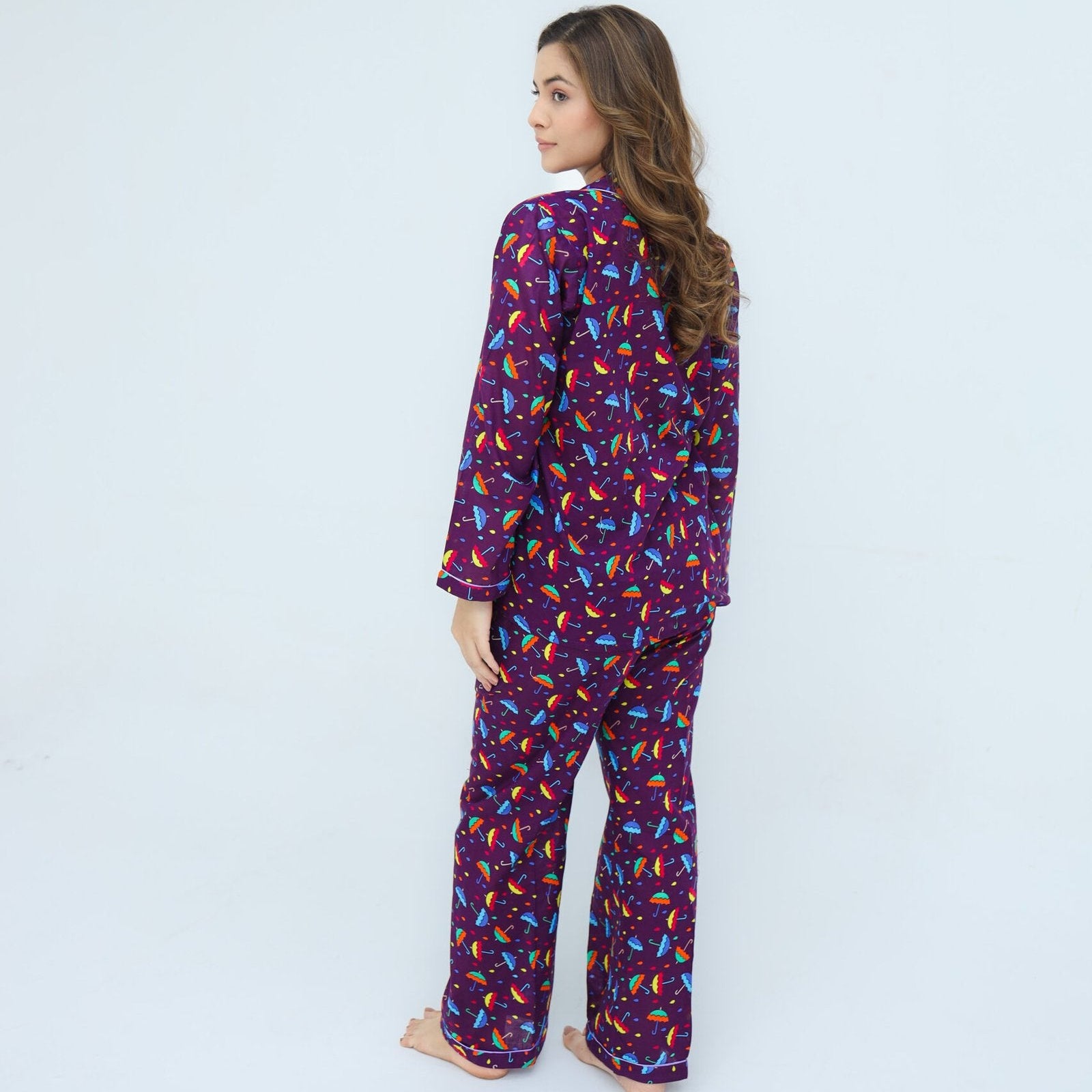 Deep Purple Winter Cotton Umbrella | Men's Nightwear | AdoreRobe