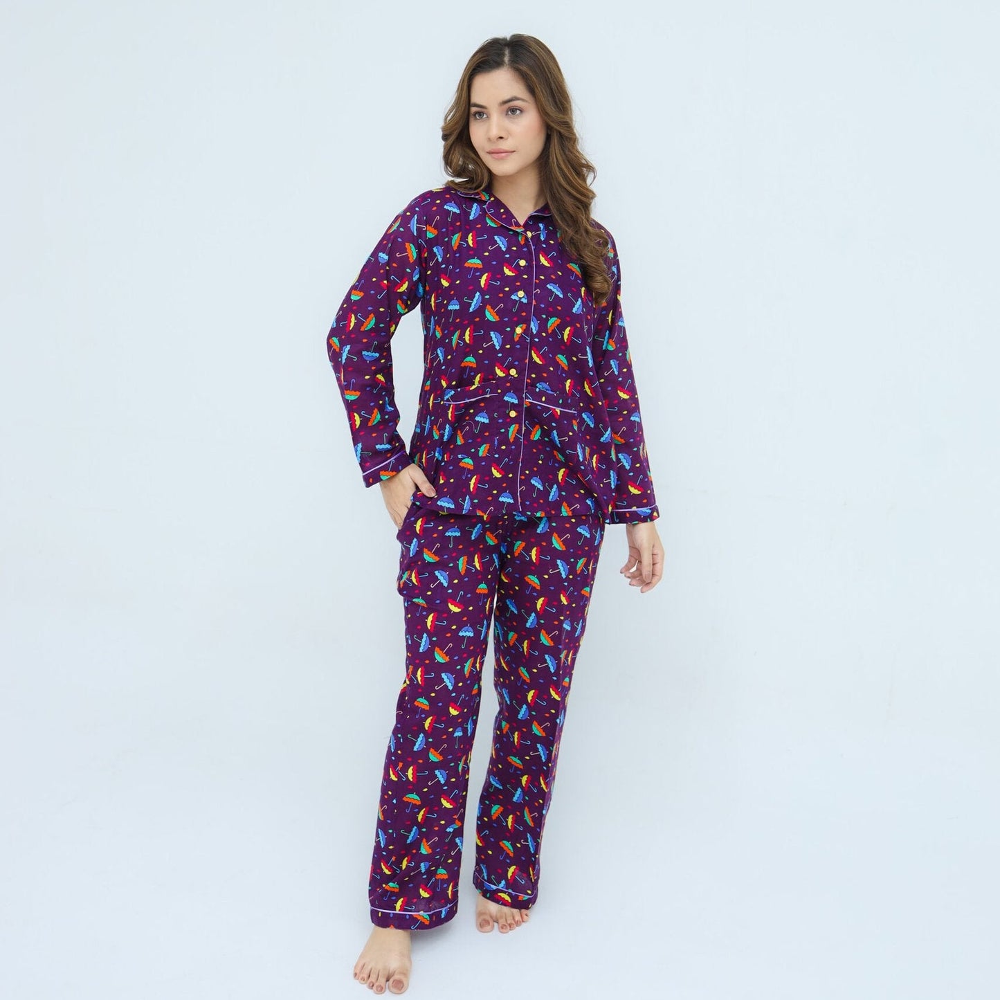 Deep Purple Winter Cotton Umbrella | Men's Nightwear | AdoreRobe