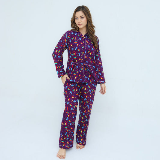Deep Purple Winter Cotton Umbrella | Men's Nightwear | AdoreRobe