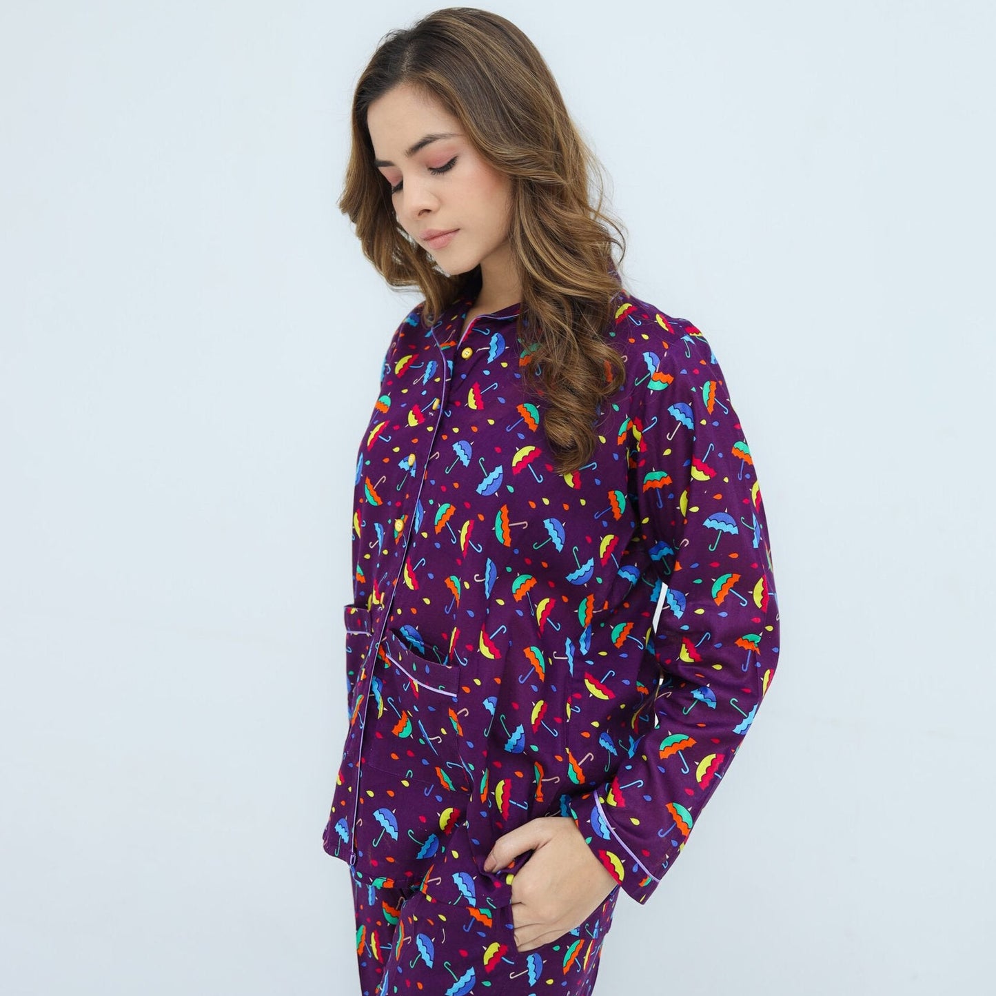 Deep Purple Winter Cotton Umbrella | Men's Nightwear | AdoreRobe