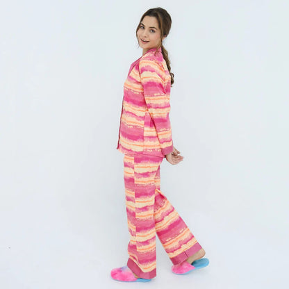 Pinky Winter Cotton Peach Sky Printed | Women's Nightwear | AdoreRobe