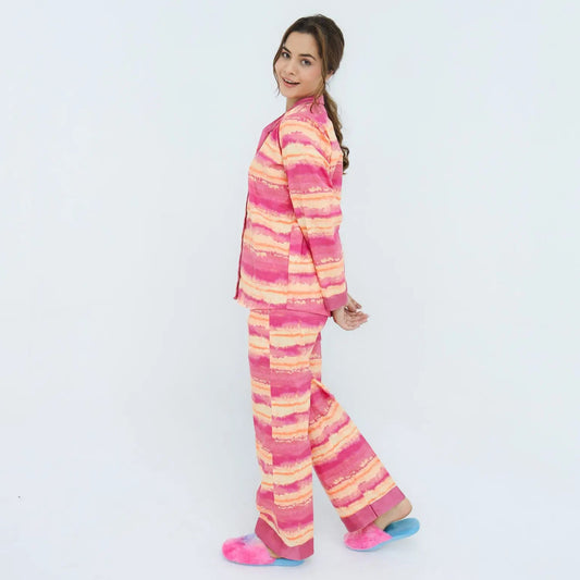 Pinky Winter Cotton Peach Sky Printed | Women's Nightwear | AdoreRobe