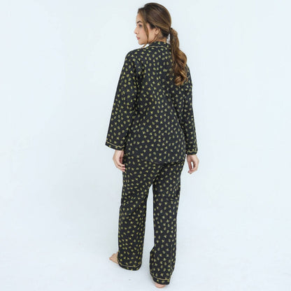 Black Winter Cotton Lady Bug Printed PJ | Men's Nightwear | AdoreRobe