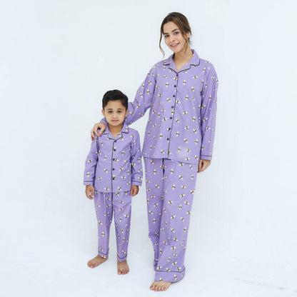 purple bee print winter cotton kids wear | Kids' Nightwear | AdoreRobe
