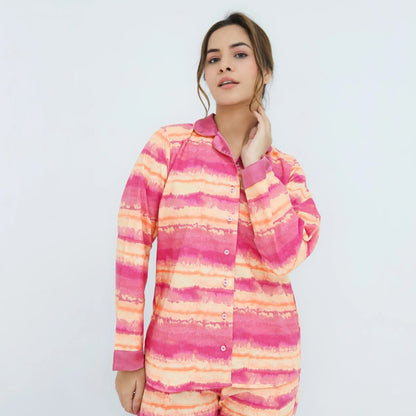 Pinky Winter Cotton Peach Sky Printed | Women's Nightwear | AdoreRobe