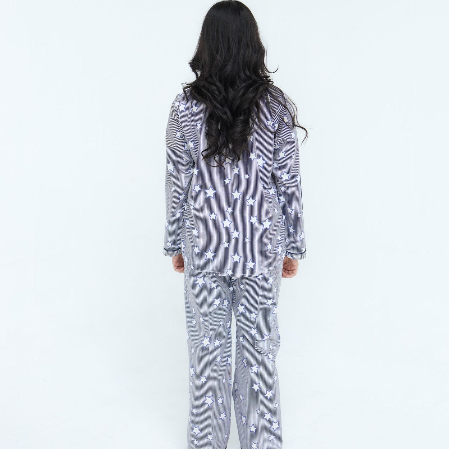 Lite blue Cotton star line Printed PJ | Men's Nightwear | AdoreRobe