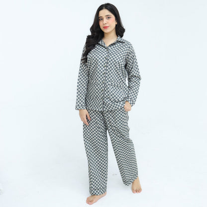 Grey Winter Cotton Gingham Check | Men's Nightwear | AdoreRobe