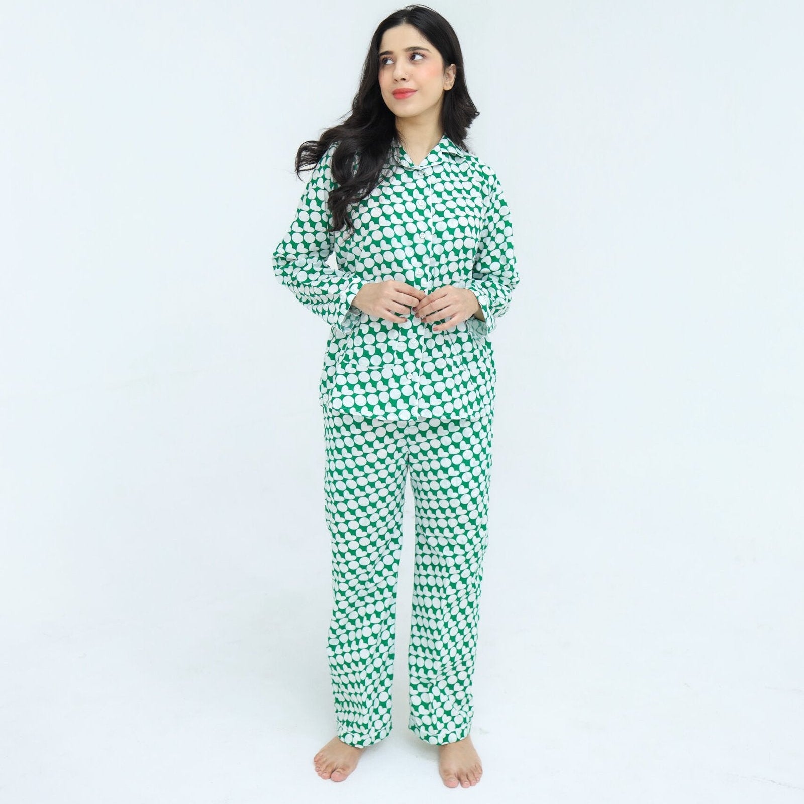 Lite Green Soft Cotton Heartly Circle | Men's Nightwear | AdoreRobe