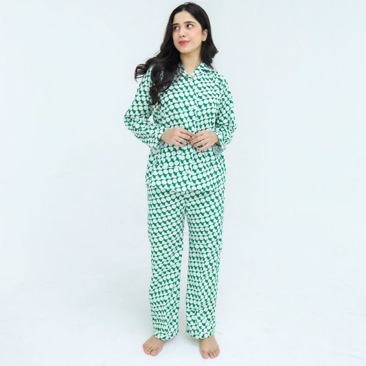 Lite Green Soft Cotton Heartly Circle | Men's Nightwear | AdoreRobe