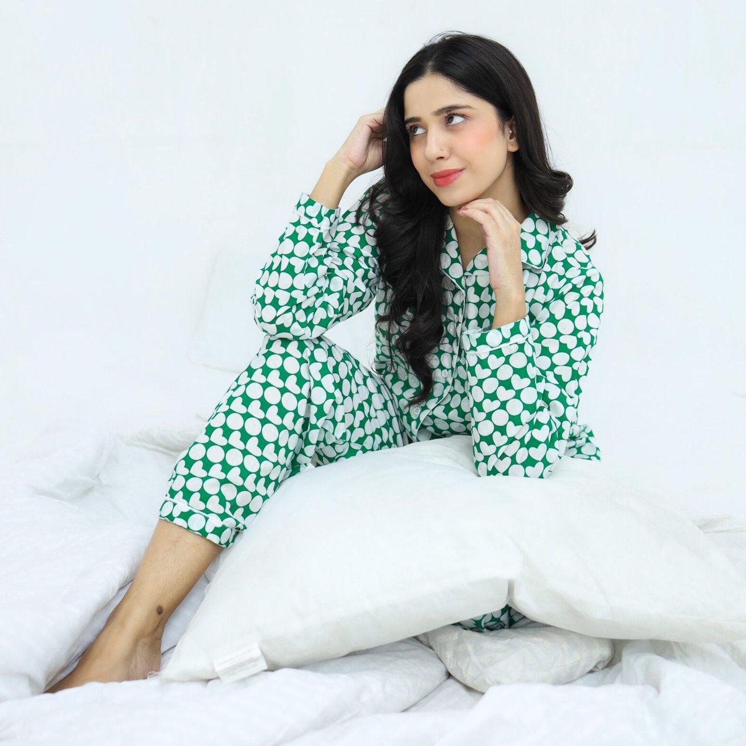 Lite Green Soft Cotton Heartly Circle | Men's Nightwear | AdoreRobe