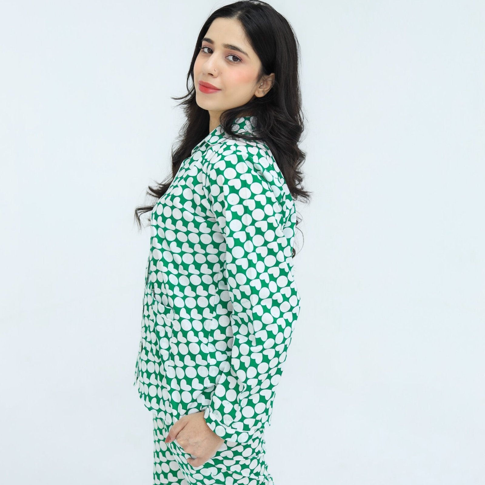 Lite Green Soft Cotton Heartly Circle | Men's Nightwear | AdoreRobe