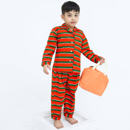 Festive stripe print winter cotton kids | Kids' Nightwear | AdoreRobe