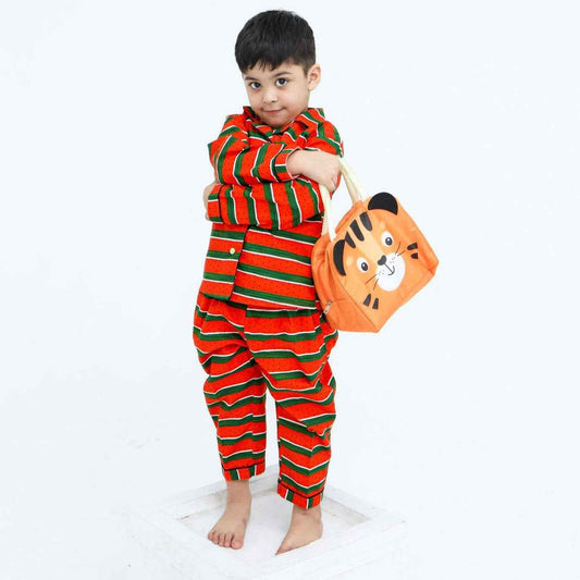 Festive stripe print winter cotton kids wear