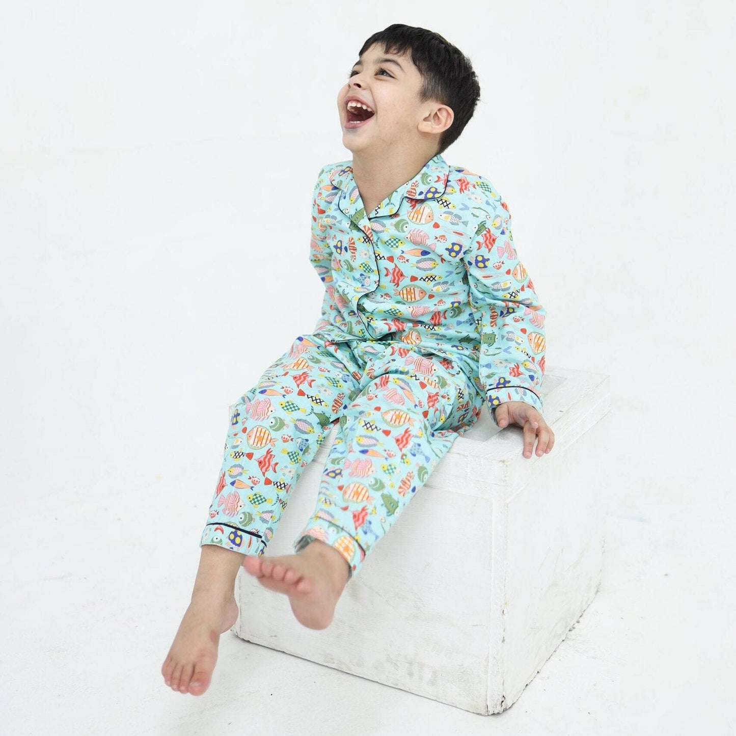 Fishy Fun print winter cotton kids wear | Kids' Nightwear | AdoreRobe