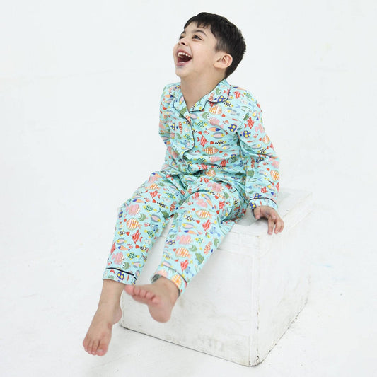 Fishy Fun print winter cotton kids wear | Kids' Nightwear | AdoreRobe