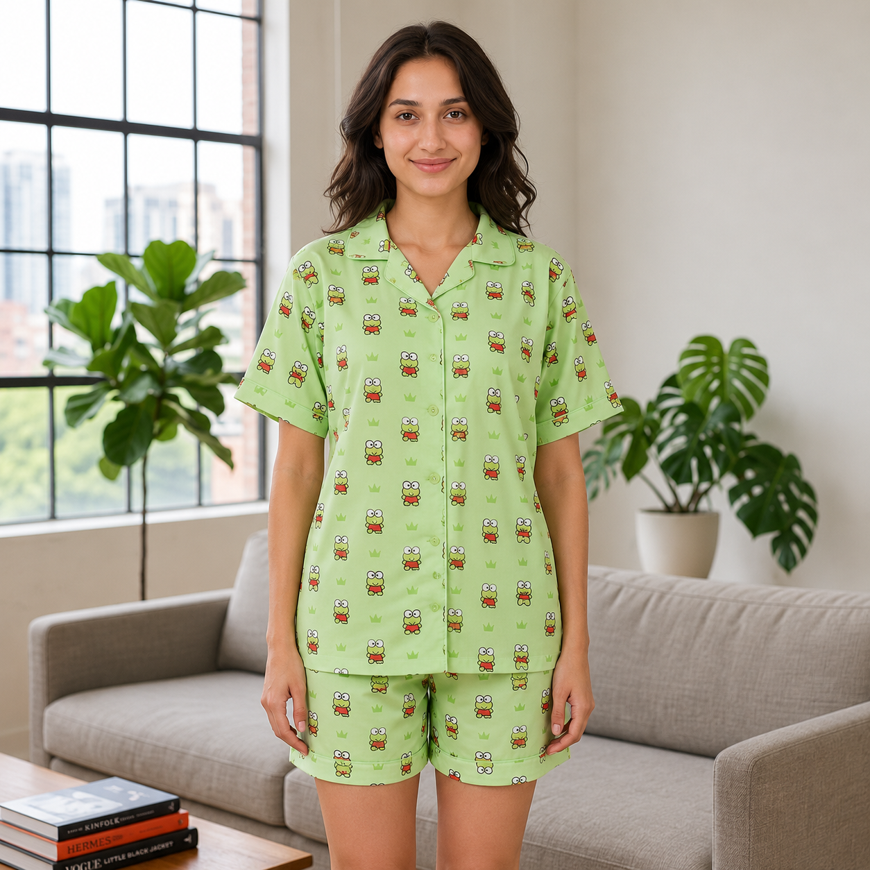 Parrot Cambric Frogi Printed | Women's Nightwear | AdoreRobe